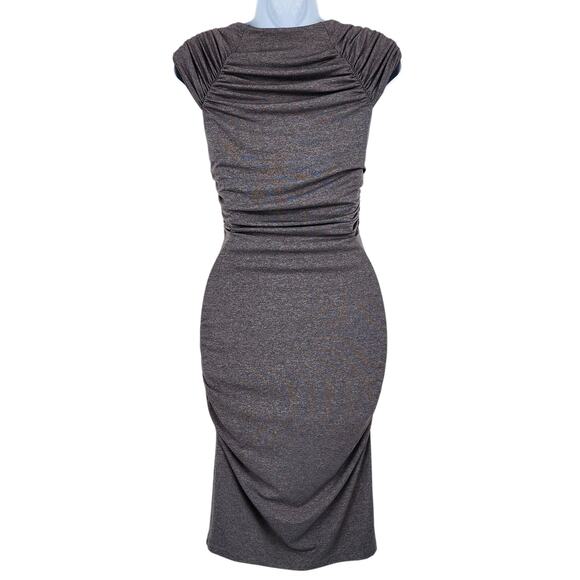 Susana Monaco Short Sleeve Ruched Bodycon Stretch Gray Dress Size XS - Picture 5 of 5